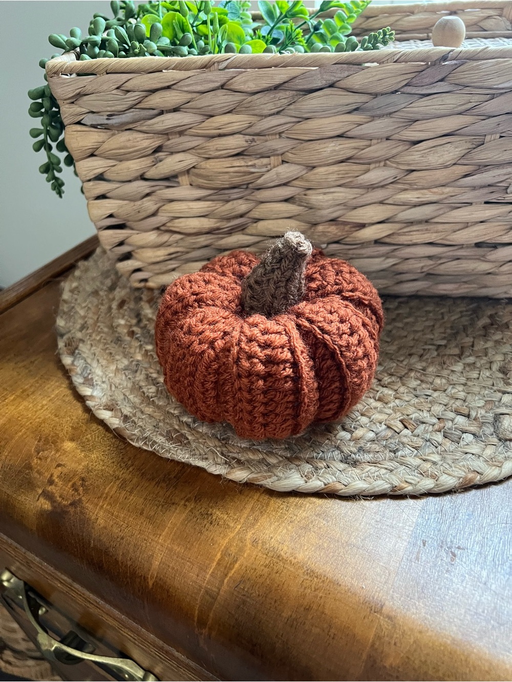 Handmade Rust Crochet Pumpkin Fall Accent